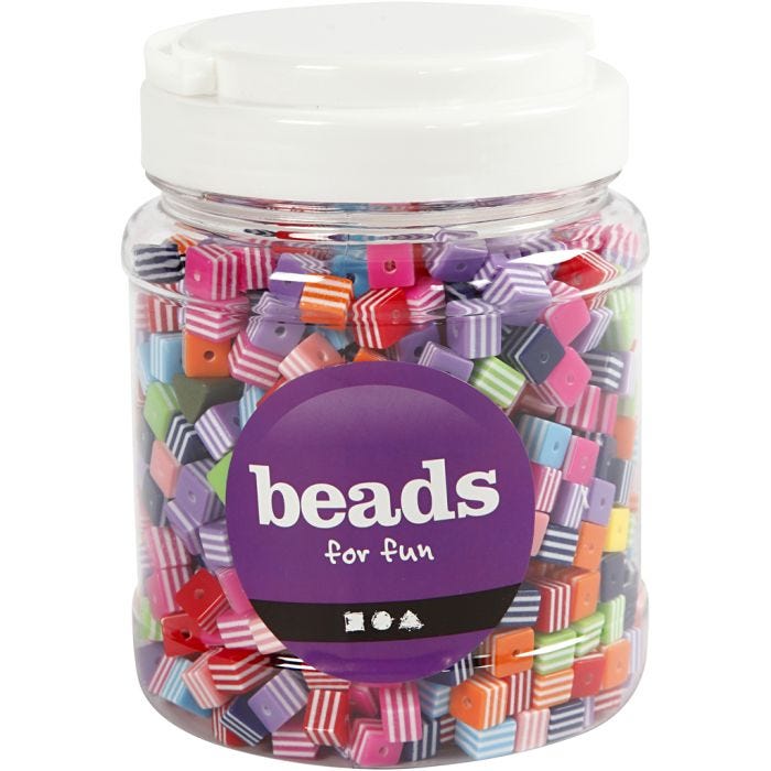 Perles Multi Mix, dim. 8x8 mm, diamètre intérieur 2,5 mm, 500 gr, 700 ml/ 1 boîte