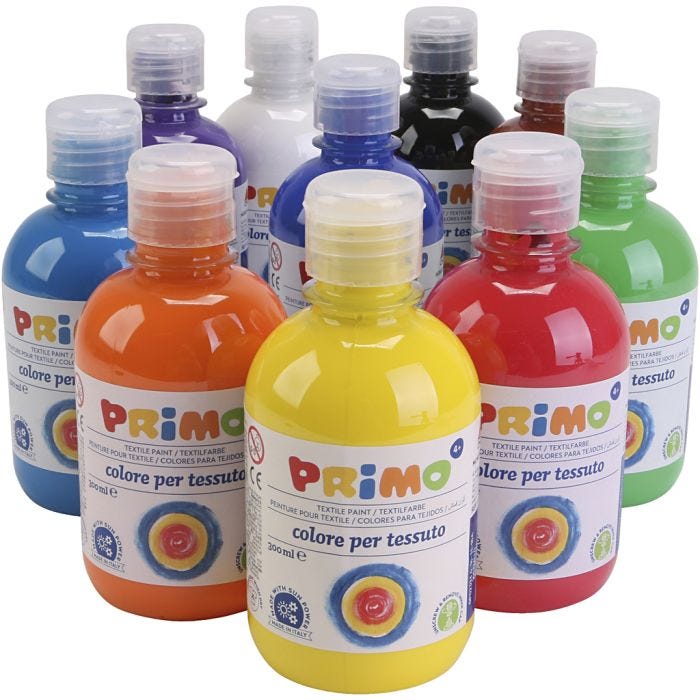 Peinture Textile, ass. de couleurs, 10x300 ml/ 1 Pq.