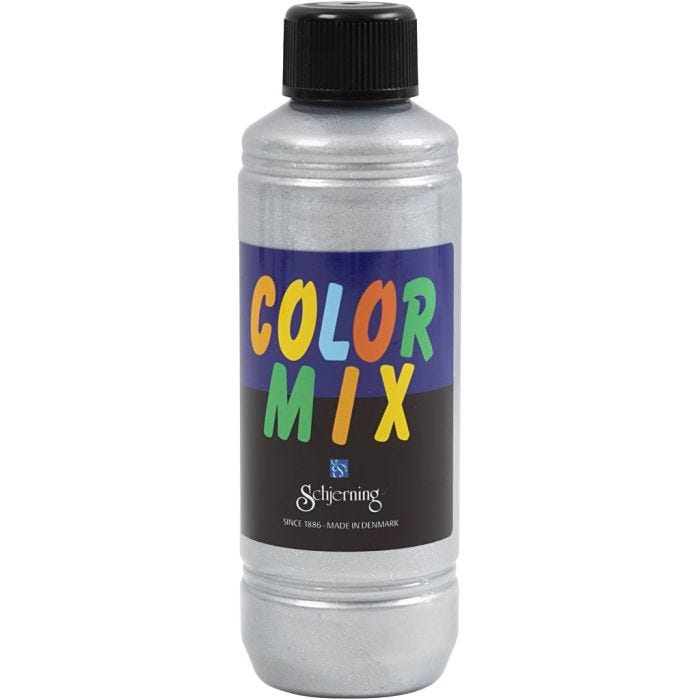 Glitterverf, zilver, 250 ml/ 1 fles