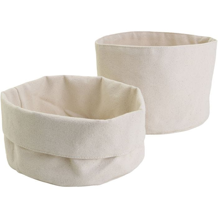Paniers en tissu, H : 14,5 cm, d 20 cm, 385 gr, naturel clair, 10 pièces/ 1 Pq.