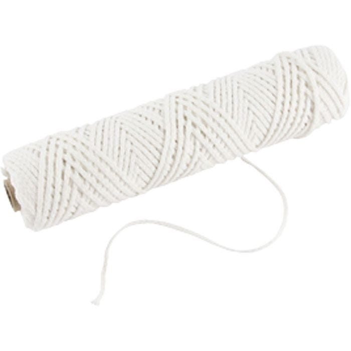 Mèche, Adapté aux bougies trempées (dia. 30 mm) et aux bougies moulées (dia. 80-100 mm) , L : 2 mm, 100 gr, 50 m/ 1 rouleau