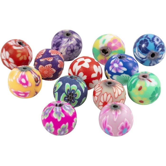 Perles FIMO, d 10 mm, diamètre intérieur 1 mm, 50 pièces/ 1 sac