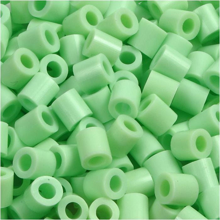 Perles à repasser, dim. 5x5 mm, diamètre intérieur 2,5 mm, medium, vert pastel (32252), 1100 pièces/ 1 Pq.