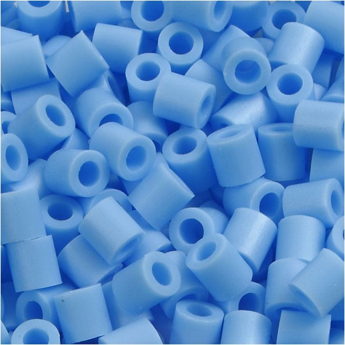 Perles à repasser, dim. 5x5 mm, diamètre intérieur 2,5 mm, medium, bleu pastel (32224), 1100 pièces/ 1 Pq.