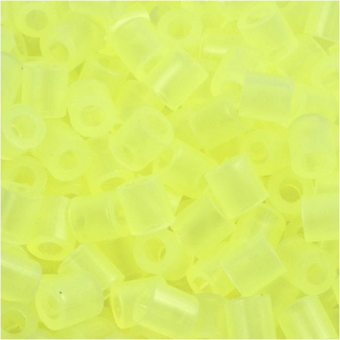 Perles à repasser, dim. 5x5 mm, diamètre intérieur 2,5 mm, medium, jaune néon (32223), 1100 pièces/ 1 Pq.