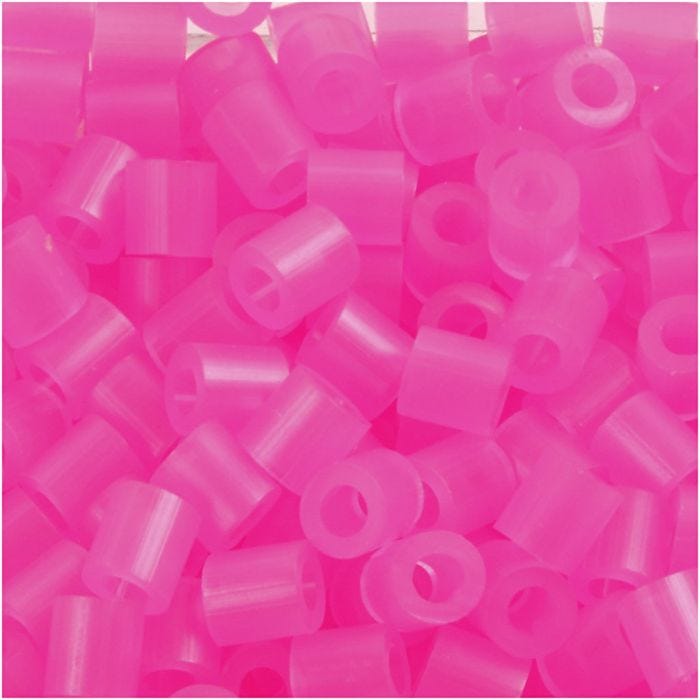 Perles à repasser, dim. 5x5 mm, diamètre intérieur 2,5 mm, medium, rose néon (32257), 6000 pièces/ 1 Pq.