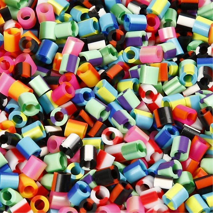 Perles à repasser, dim. 5x5 mm, diamètre intérieur 2,5 mm, medium, rayé å, 10000 pièces/ 1 Pq.