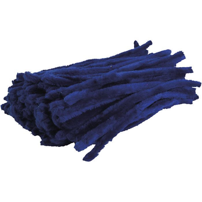Chenille, L: 30 cm, dikte 15 mm, blauw, 100 stuk/ 1 doos