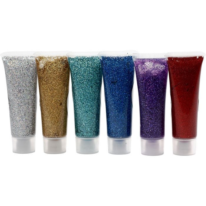 Gel scintillant, ass. de couleurs, 6x18 ml/ 1 Pq.