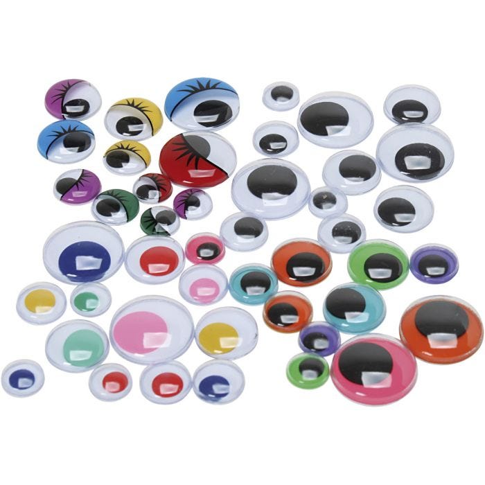 Yeux loucheurs, dim. 9,5-19 mm, 4 UV, 500 pièces/ 1 Pq.