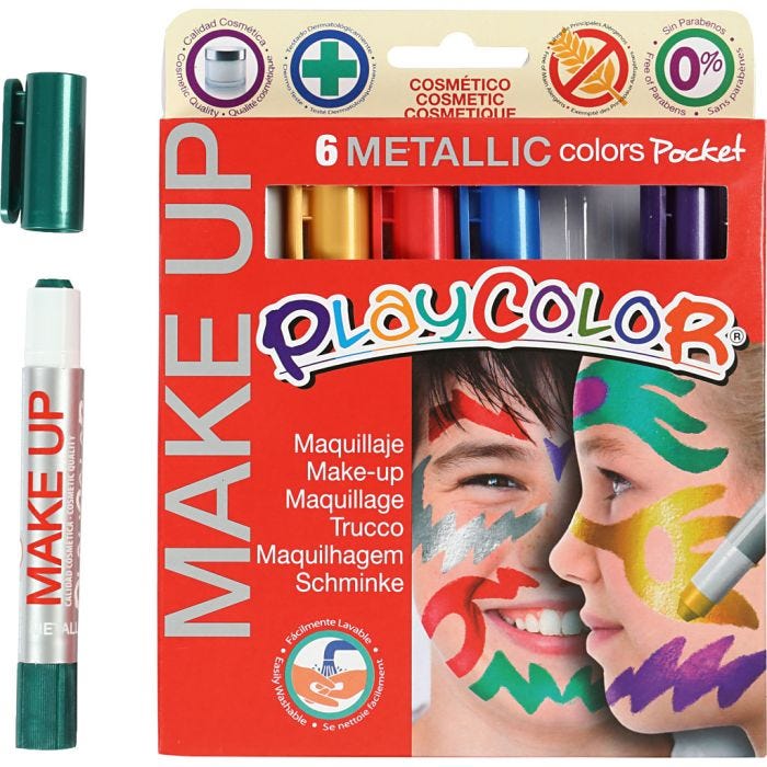 Maquillage Playcolor, Métallisé, ass. de couleurs, 6x5 gr/ 1 Pq.