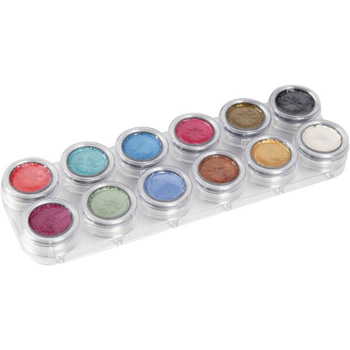 Palette de maquillage pour visage à base d'eau, couleurs nacrées, 12x2.50 ml/ 1 pièce