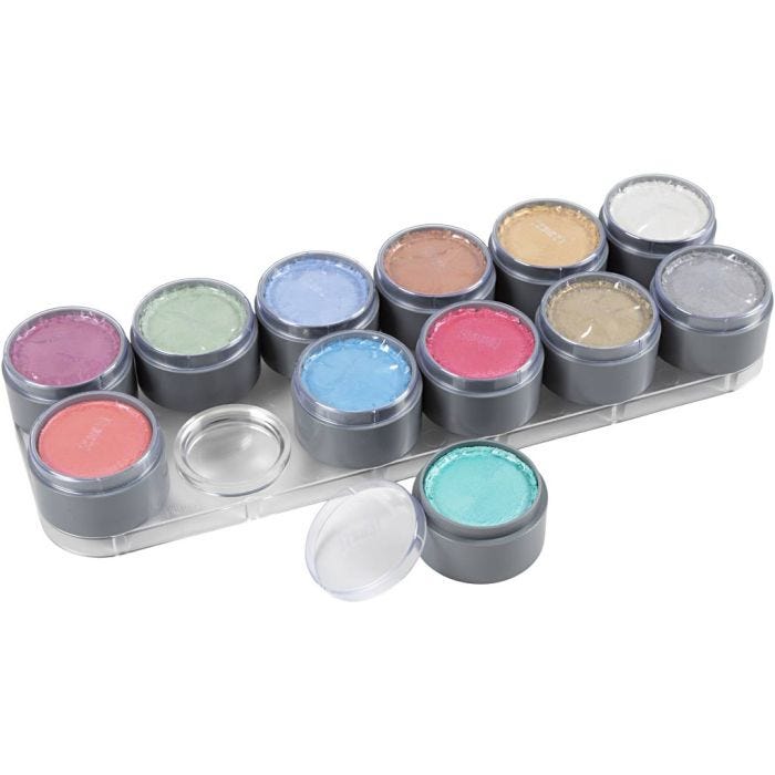 Palette de maquillage pour visage à base d'eau, couleurs nacrées, 12x15 ml/ 1 pièce