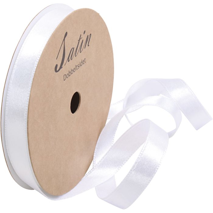 Ruban de satin, L : 10 mm, blanc, 3x10 m/ 1 rouleau