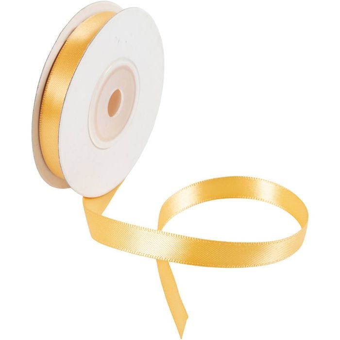 Ruban de satin, L : 10, jaune, 30 m/ 1 rouleau