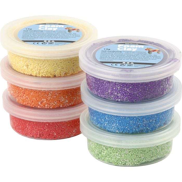 Foam Clay®, Métallisé, Couleurs vives, 6x14 gr/ 1 Pq.