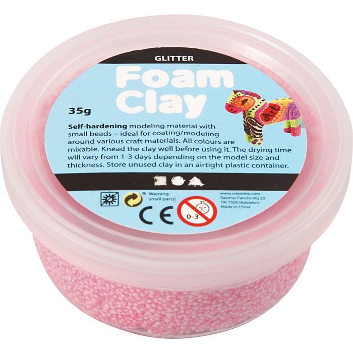 Foam Clay®, paillettes, rose clair, 35 gr/ 1 boîte