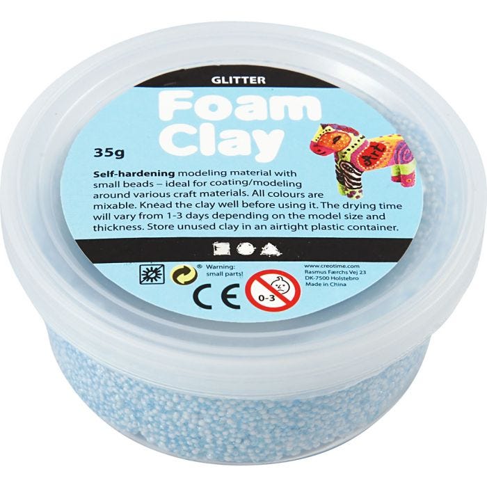 Foam Clay®, paillettes, bleu clair, 35 gr/ 1 boîte