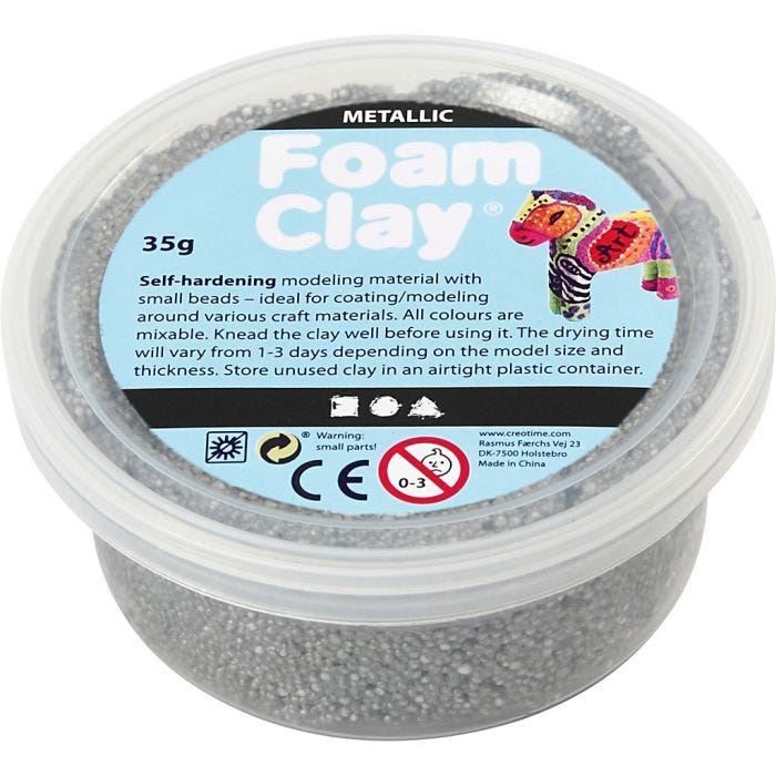Foam Clay®, Métallisé, argent, 35 gr/ 1 boîte