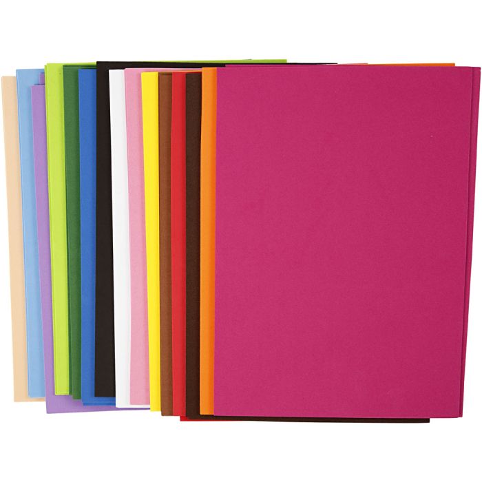 Feuille De Mousse EVA, A4, feuille 210x297 mm, ép. 2 mm, 30 flles ass./ 1 Pq.
