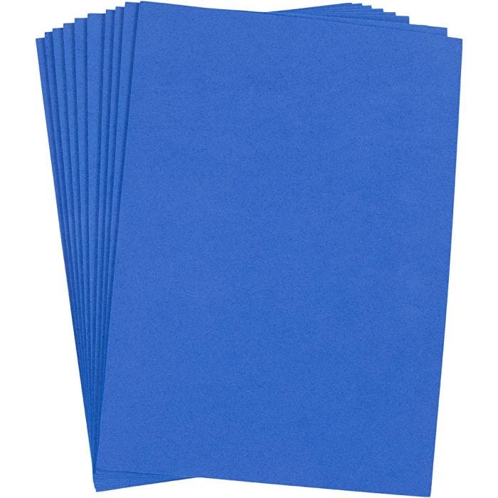 Feuille De Mousse EVA, A4, feuille 210x297 mm, ép. 2 mm, bleu foncé, 10 flles/ 1 Pq.