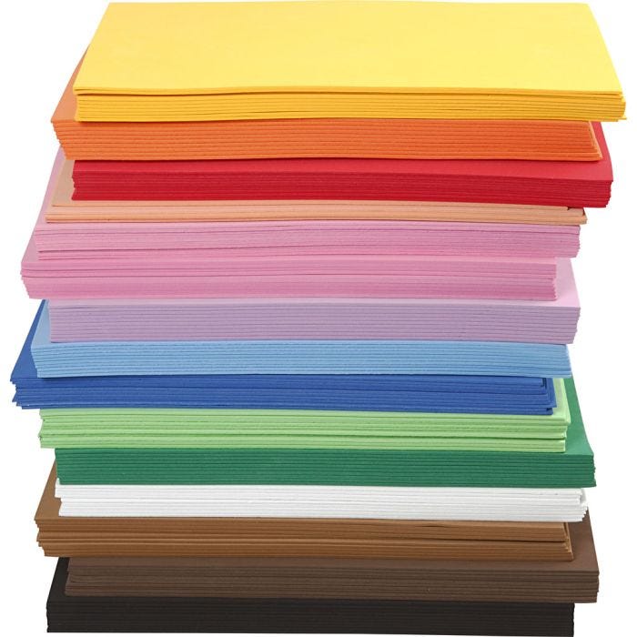Feuille De Mousse EVA, A4, feuille 210x297 mm, ép. 2 mm, 15x10 flles/ 1 Pq.