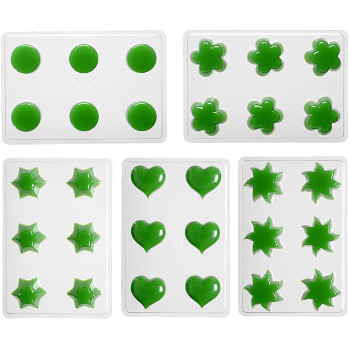 Moule bougies flottantes, Fleur, coeur, soleil, étoile, rond, 1 set