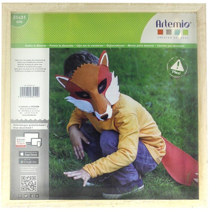 Cadre photo vitrine en bois - format scrap, dim. 31x31 cm, 1 pièce