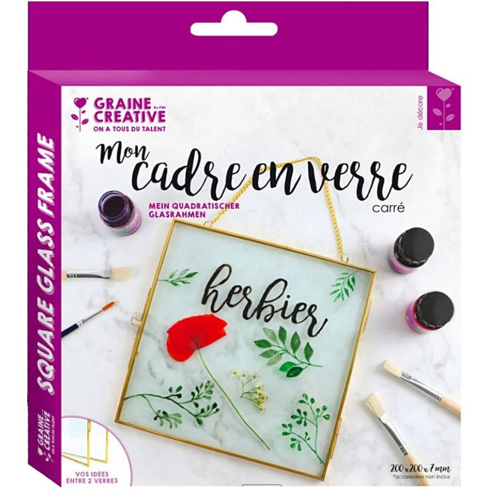 Cadre herbier Carré en métal à suspendre, dim. 20x20 cm, 1 pièce