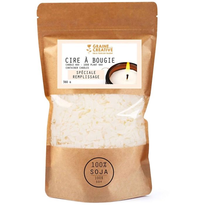 Cire de soja vegan pour remplissage de bougies, 380 gr/ 1 Pq.
