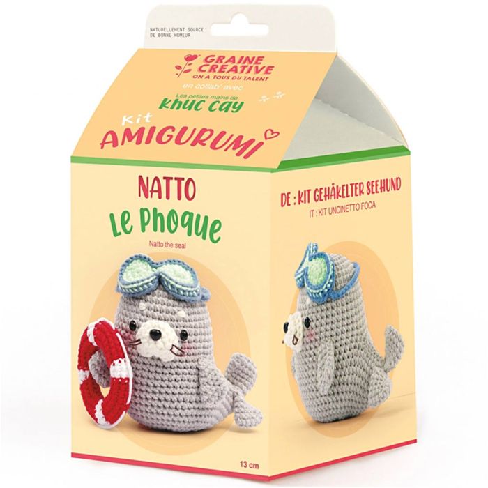 Kit Crochet Amigurumi, Natoo le Phoque, dim. 13 cm, 1 Pq.