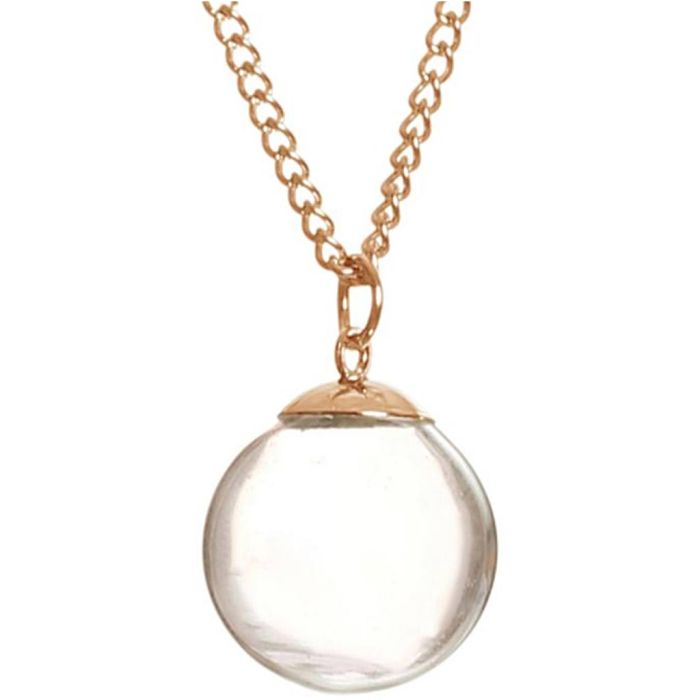 Pendentif Fiole en verre, Mini boule, dim. 1.8 cm, rose or, 1 pièce