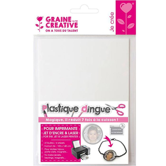 Plastique dingue pour impression, 4 flles/ 1 Pq.