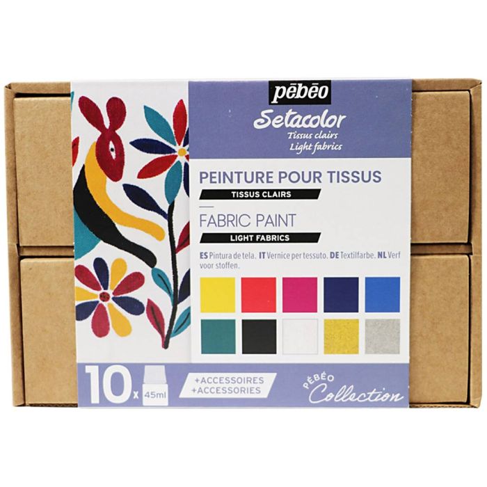 Coffret Collection Pébéo, Peinture pour tissu - Tissus Clair, ass. de couleurs, 1 Pq.