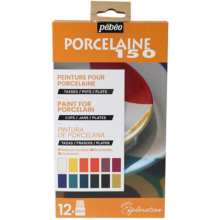 Coffret d'Exploration Pébéo, Peinture sur Porcelaine, dim. 1, ass. de couleurs, 12x20 ml/ 1 Pq.