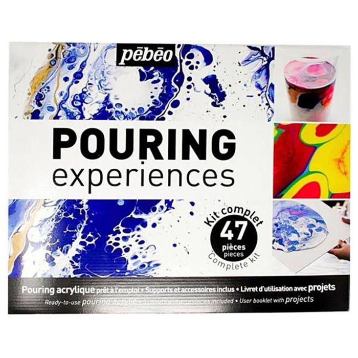 Kit peinture Pebeo, Pouring expériences, ass. de couleurs, 47 morceaux/ 1 Pq.