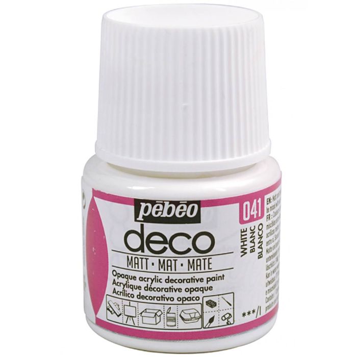 Peinture P.BO Déco, mate, blanc, 45 ml/ 1 flacon