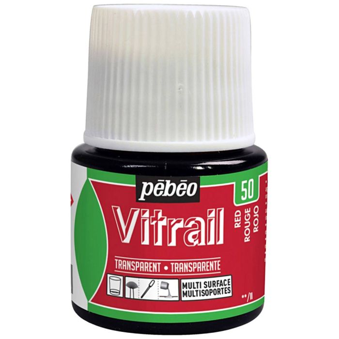 Peinture vitrail transparente, rouge, 45 ml/ 1 flacon