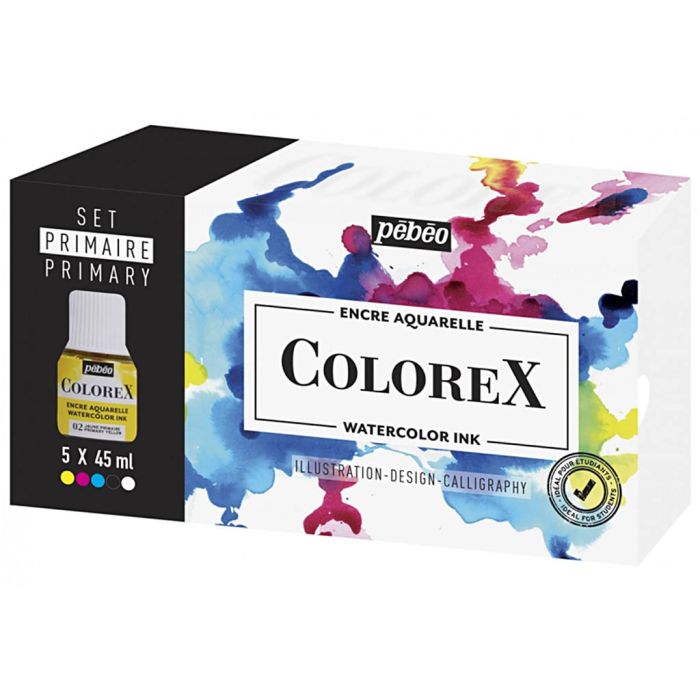Colorex aquarelinktset, primair kleuren, 5x45 ml/ 1 doos