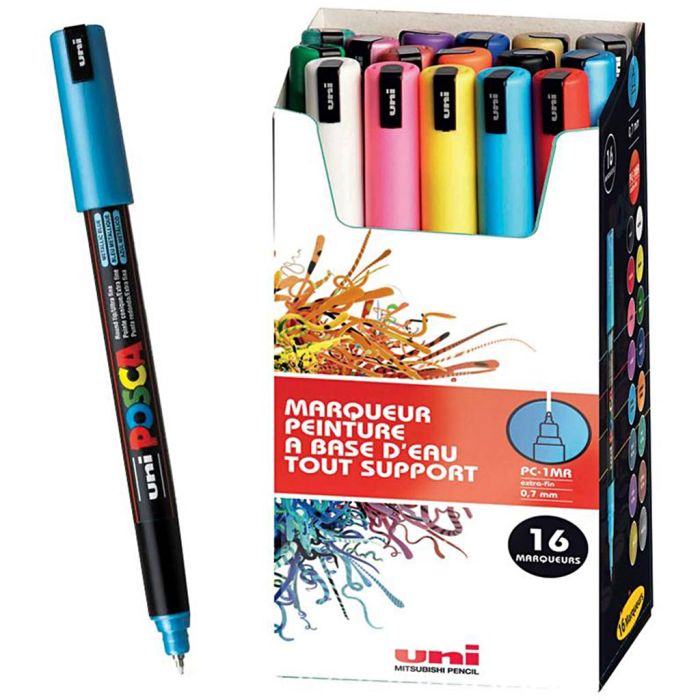 Coffret de Feutres Posca, PC-1MR, dim. PC-1MR, ass. de couleurs, 16 pièces/ 1 Pq.