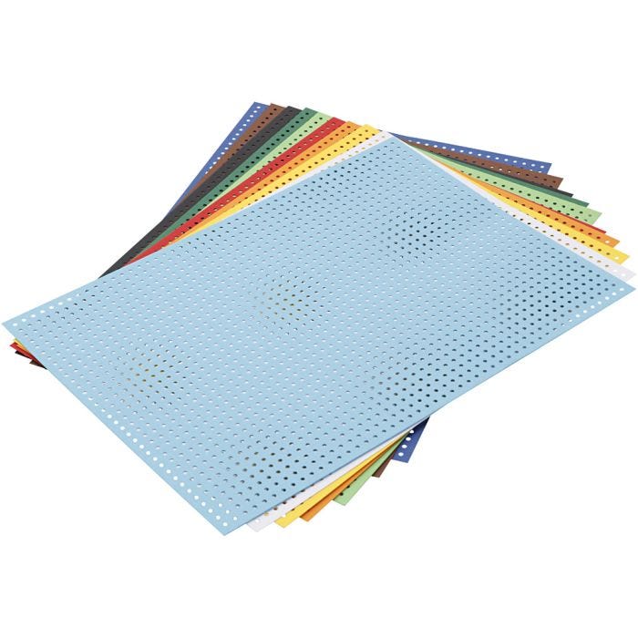 Carton point de croix, dim. 17,5x24,5 cm, ass. de couleurs, 10 flles/ 1 Pq.