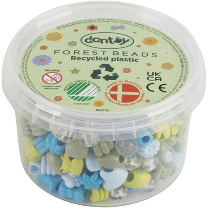 Perles Dantoy, Plastique recyclé, d 5-8 mm, diamètre intérieur 4 mm, harmonie bleu/vert, 280 pièces/ 1 Pq.