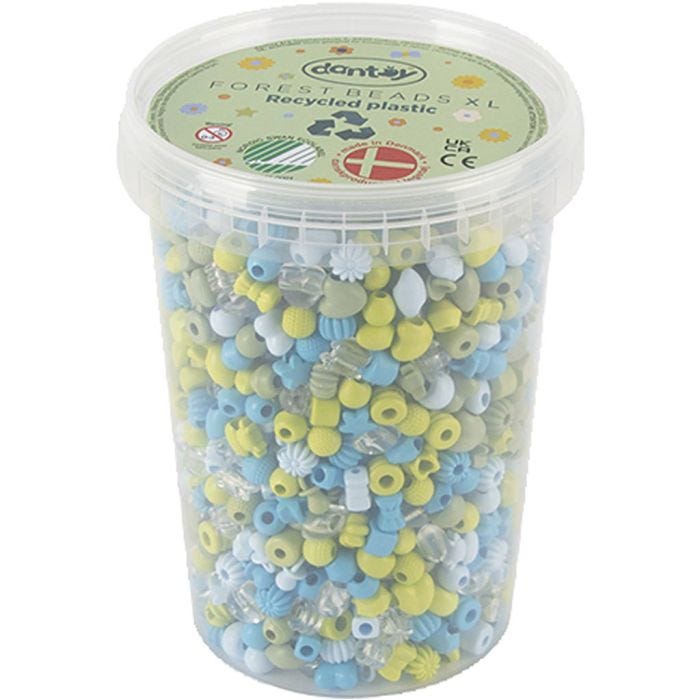 Perles Dantoy, Plastique recyclé, d 5-8 mm, diamètre intérieur 4 mm, harmonie bleu/vert, 1580 pièces/ 1 Pq.