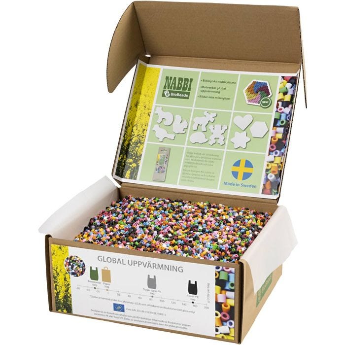 Les Perles NABBI BioBeads, dim. 5x5 mm, medium, couleurs classiques, 55000 pièces/ 1 Pq.