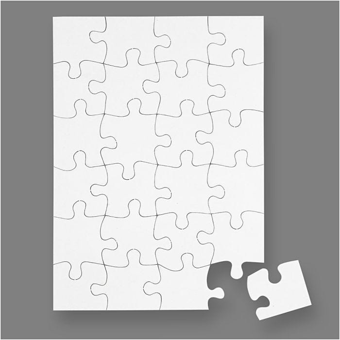 Puzzle blanc, dim. 15x21 cm, blanc, 24 pièces, 16 pièces/ 1 Pq.