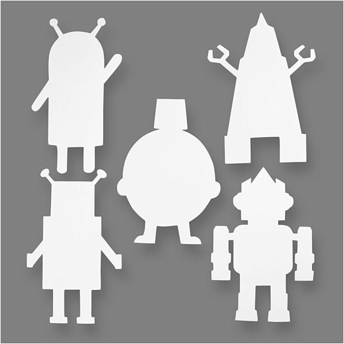 Robots, H : 22,5-24 cm, L : 15-16 cm, 230 gr, blanc, 16 pièces/ 1 Pq.