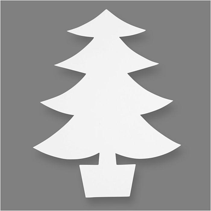 Sapin de Noël, H : 21,5 cm, L : 16,5 cm, 230 gr, blanc, 25 pièces/ 1 Pq.