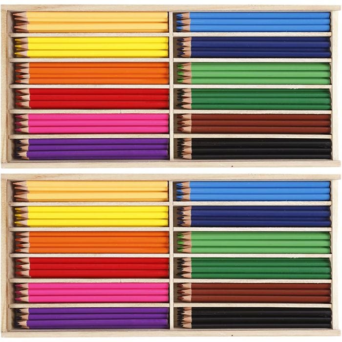 Crayons de Couleur, mine 3 mm, ass. de couleurs, 2x144 pièces/ 1 Pq.