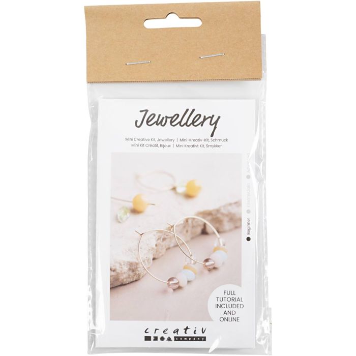 Mini Kit DIY Bijoux, Créoles avec perles, 1 Pq.
