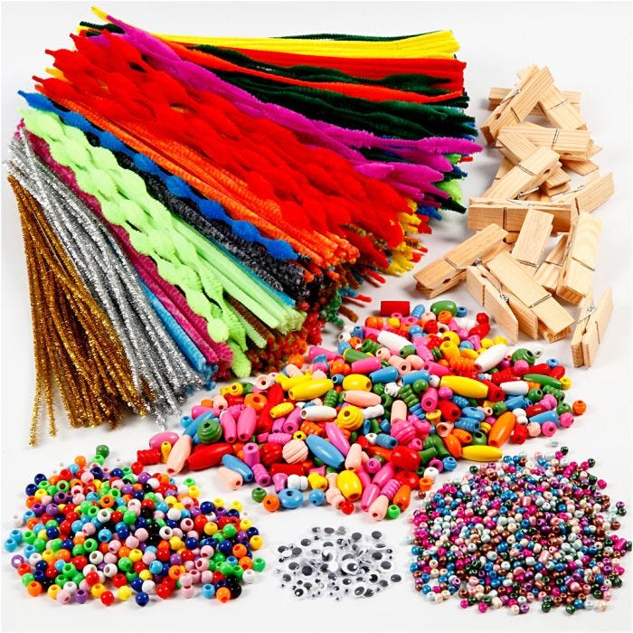 Amusement avec pinces et chemilles, ass. de couleurs, 1 set